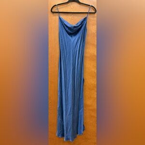 Victoria’s Secret Vintage 100% Silk Maxi Slip Dress Gown Blue Size Small